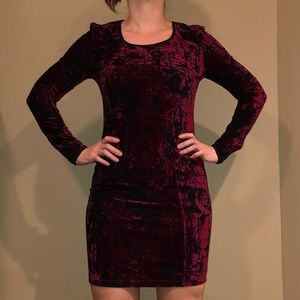 Crushed velvet red dress
